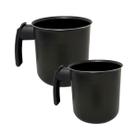 Kit 02 Peças Caneco Alumínio Preto Teflon Antiaderente NROS-10-12 Pegador Baquelite
