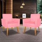 Kit 02 Polltronas Decorativa Nina Suede Rosa