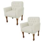 Kit 02 Poltrona Cadeira Decorativa Mona Luxo com Strass Sala de Estar Recepção Escritório material sintético Bege - Damaffê Móveis