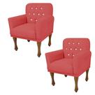 Kit 02 Poltrona Cadeira Decorativa Mona Luxo com Strass Sala de Estar Recepção Escritório material sintético Vermelho - Damaffê Móveis