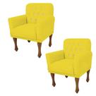 Kit 02 Poltrona Cadeira Decorativa Mona Luxo com Strass Sala de Estar Recepção Escritório Suede Amarelo - Damaffê Móveis