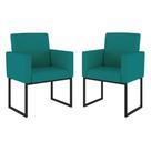 Kit 02 Poltrona Cadeira Decorativa Recepção Base Ferro Preto Cor:azul Turquesa Kit 02 Poltrona Cadeira Decorativa Recepção Base Ferro Preto Cor:azul Turquesa