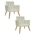 Kit 02 Poltrona Cadeira Nina Captone Decorativa Recepção Sala De Estar material sintético Bege - DAMAFFÊ MÓVEIS