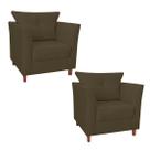 Kit 02 Poltrona Cadeira Sofá Decorativa Isis Sala Estar Salão Beleza Suede Marrom - LM DECOR