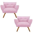 Kit 02 Poltrona Decorativa Anitta Suede Rosa Bebê Strass - D'Rossi