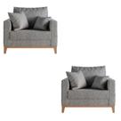 Kit 02 Poltrona Decorativa Beny Pés Base Em Madeira Linho Kit 02 Poltrona Decorativa Beny Pés Base Em Madeira Linho