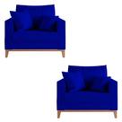 Kit 02 Poltrona Decorativa Beny Pés Base Em Madeira Suede Kit 02 Poltrona Decorativa Beny Pés Base Em Madeira Suede
