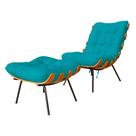 Kit 02 Poltrona Decorativa Costela + 02 Puff belo tok Suede Azul Turquesa