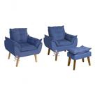 Kit 02 Poltrona Decorativa E Puff Opala Azul Marinho Smf Decor Kit 02 Poltrona Decorativa E Puff Opala Azul Marinho Smf Decor