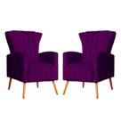 Kit 02 Poltrona Decorativa Melinda Veludo Roxo - FM