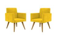 Kit 02 Poltrona Decorativa Nina Pés Palito Suede Amarelo - Hellen Decor Kit 02 Poltrona Decorativa Nina Pés Palito Suede Amarelo - Hellen Decor