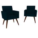 Kit 02 Poltrona Decorativa Nina Pés Palito Suede Azul Marinho - Bella Casa Estofados Kit 02 Poltrona Decorativa Nina Pés Palito Suede Azul Marinho - Bella Casa Estofados