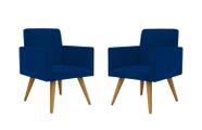 Kit 02 Poltrona Decorativa Nina Pés Palito Suede Azul Marinho - Hellen Decor