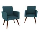 Kit 02 Poltrona Decorativa Nina Pés Palito Suede Azul Turquesa - Bella Casa Estofados Kit 02 Poltrona Decorativa Nina Pés Palito Suede Azul Turquesa - Bella Casa Estofados