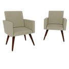 Kit 02 Poltrona Decorativa Nina Pés Palito Suede Bege - Bella Casa Estofados