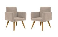 Kit 02 Poltrona Decorativa Nina Pés Palito Suede Bege - Hellen Decor