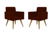 Kit 02 Poltrona Decorativa Nina Pés Palito Suede Bordô - Hellen Decor Kit 02 Poltrona Decorativa Nina Pés Palito Suede Bordô - Hellen Decor