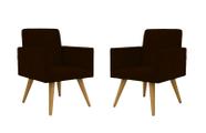Kit 02 Poltrona Decorativa Nina Pés Palito Suede Marrom - Hellen Decor Kit 02 Poltrona Decorativa Nina Pés Palito Suede Marrom - Hellen Decor