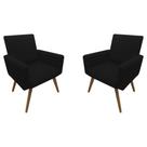 Kit 02 Poltrona Decorativa Nina Pés Palito Suede Preto