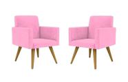 Kit 02 Poltrona Decorativa Nina Pés Palito Suede Rose - Hellen Decor Kit 02 Poltrona Decorativa Nina Pés Palito Suede Rose - Hellen Decor