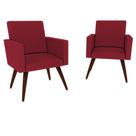 Kit 02 Poltrona Decorativa Nina Pés Palito Suede Vermelho - Bella Casa Estofados Kit 02 Poltrona Decorativa Nina Pés Palito Suede Vermelho - Bella Casa Estofados