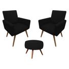 Kit 02 Poltrona Decorativa Nina + Puff Classic Suede Preto Kit 02 Poltrona Decorativa Nina + Puff Classic Suede Preto