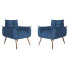 Kit 02 Poltrona Decorativa Opala Plus Suede Azul Marinho - Marcussi Decor