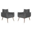 Kit 02 Poltrona Decorativa Opala Plus Suede Cinza - Marcussi Decor Kit 02 Poltrona Decorativa Opala Plus Suede Cinza - Marcussi Decor