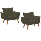 Kit 02 Poltrona Decorativa Opala Sala e Para Recepção Suede Cinza - Bella Casa Estofados Kit 02 Poltrona Decorativa Opala Sala e Para Recepção Suede Cinza - Bella Casa Estofados