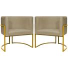 KIT 02 Poltrona Decorativa para Sala Luna Suede Base de Ferro DOURADO