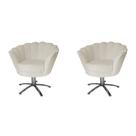 Kit 02 Poltrona Decorativa Pétala Base Giratória belo tok - Suede Bege