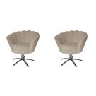 Kit 02 Poltrona Decorativa Pétala Base Giratória belo tok - Suede Capuccino