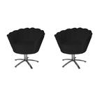 Kit 02 Poltrona Decorativa Pétala Base Giratória belo tok - Suede Preto