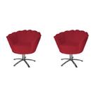 Kit 02 Poltrona Decorativa Pétala Base Giratória belo tok - Suede Vermelho