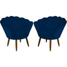 Kit 02 Poltrona Decorativa Pétala belo tok - Suede Azul Marinho