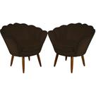 Kit 02 Poltrona Decorativa Pétala belo tok - Suede Marrom