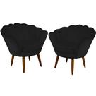 Kit 02 Poltrona Decorativa Pétala belo tok - Suede Preto