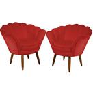 Kit 02 Poltrona Decorativa Pétala belo tok - Suede Vermelho