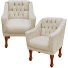 Kit 02 poltrona decorativa sala recepção quarto grecia - suede bege