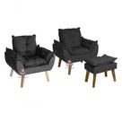 Kit 02 Poltrona E Puff Opala Preto