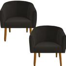 kit 02 Poltrona Julia Decoração Salão Cadeira Escritório Recepção Estar Amamentação Suede Marrom - D'Classe Decor