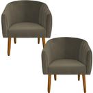 kit 02 Poltrona Julia Decoração Salão Cadeira Escritório Recepção Estar Amamentação Suede Marrom Rato - D'Classe Decor