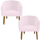 kit 02 Poltrona Julia Decoração Salão Cadeira Escritório Recepção Estar Amamentação Suede Rosa Bebê - D'Classe Decor