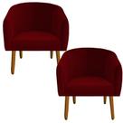 kit 02 Poltrona Julia Decoração Salão Cadeira Escritório Recepção Estar Amamentação Suede Vermelho - D'Classe Decor