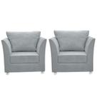 Kit 02 Poltrona Lisboa Decorativa Suede Cinza Claro -CASA DA POLTRONA