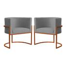 Kit 02 Poltrona Luana Luxo Suede Cinza Base Bronze - FM Kit 02 Poltrona Luana Luxo Suede Cinza Base Bronze - FM