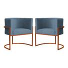 Kit 02 Poltrona Luana Sala de Estar Linho Base Ferro Bronze