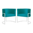 Kit 02 Poltrona Luana Sala de Estar Suede Base Ferro Branco