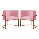 Kit 02 Poltrona Luana Sala de Estar Suede Base Ferro Bronze