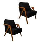 Kit 02 Poltrona Marilia Sala De Estar Suede Preto - Hellen Decor Kit 02 Poltrona Marilia Sala De Estar Suede Preto - Hellen Decor